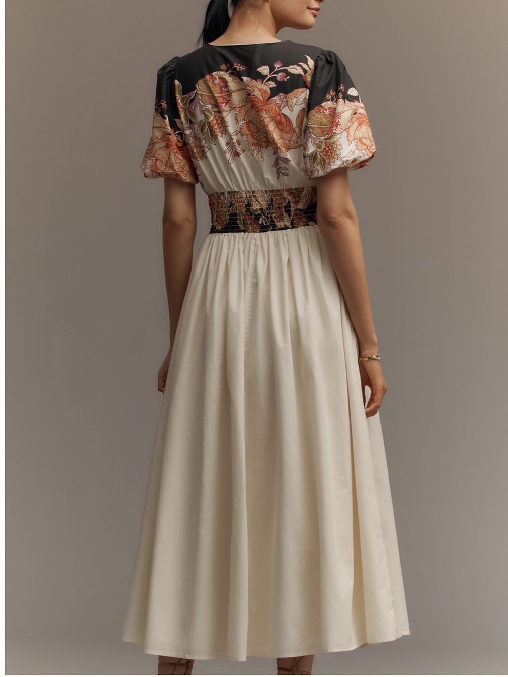 Anthropologie Katerina Short-Sleeve Button-Front Maxi Dress XL Black Floral - Picture 2 of 15